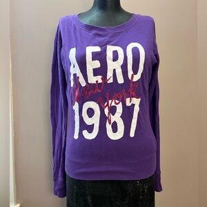 2010’s Aéropostale Purple Glitter Graphic Sweater Size XS